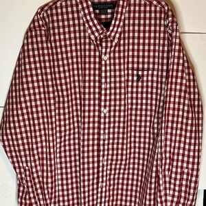 U.S. Polo Assn. Red and White Checkered Men's Shirt
